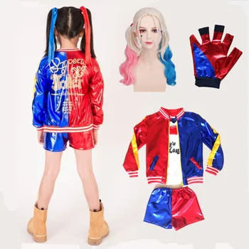 

24hours Ship Harley Quinn Costume Cosplay Kids Girls Women Adult JOKER Suicide Squad Jacket New Year Purim Carnival Costume