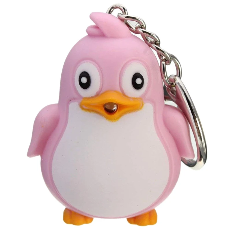 

Cute Penguin Keyring Led Torch With Sound Keychain Christmas Xmas Party Favors Bag Fillers Gifts Fun Toys for Kids & Adult (Pink