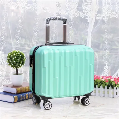 light green KLQDZMS популярный модный багаж на колёсиках 18 дюймов бренд carry on box для мужчин Дорожный чемодан для женщин тележка багаж на колесах - Цвет: light green