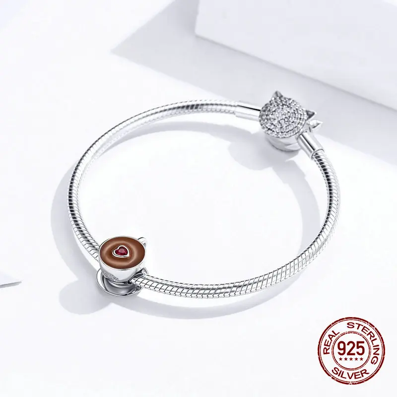 Womak fit Браслет Шарм серебро 925 пробы кофейные бусины для женщин ожерелье кулон Роскошные ювелирные украшения Пандора изготовление горячая распродажа