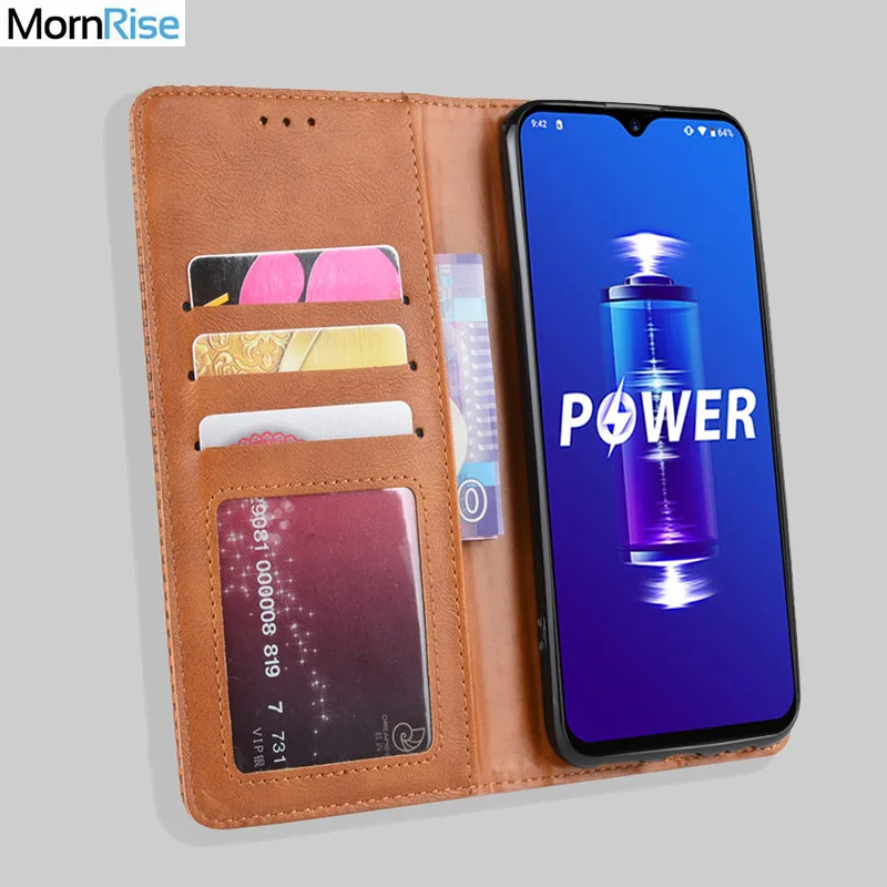 

Luxury Retro Slim Magnetic Leather Flip Cover For UMIDIGI Power Case Book Wallet Card Slot Stand Soft Cover Mobile Phone Bags