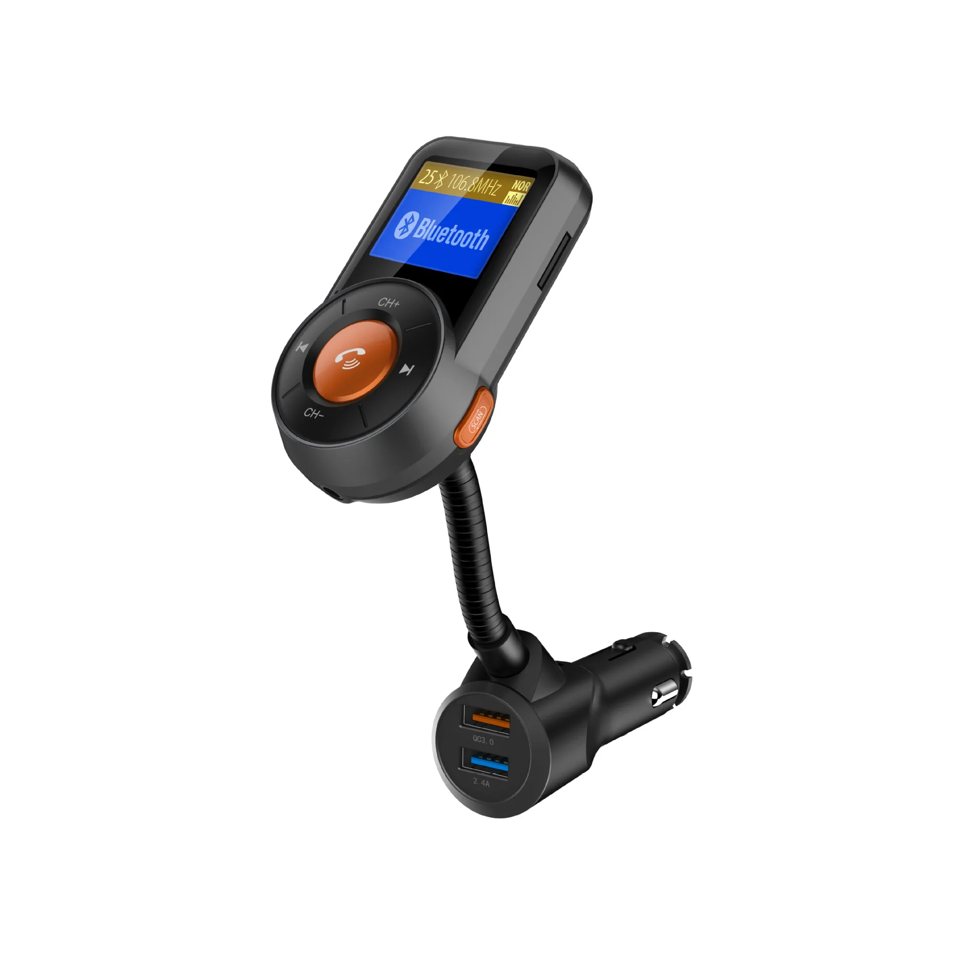 Стильный автомобильный bluetooth-излучатель QC3.0 Быстрая зарядка длинная щетка Держатель Автомобильное зарядное устройство Многофункциональный Автомобильный MP3