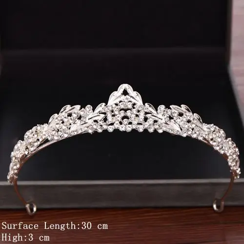 Silver Color Свадебные аксессуары для волос, Свадебные короны и диадемы, Серебряные Кристаллы, стразы, свадебная корона, свадебная диадема, диадема, украшение - Окраска металла: Silver Color