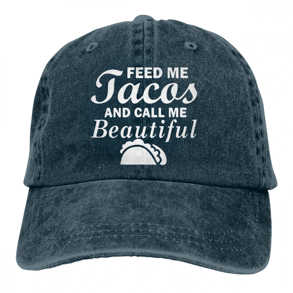 Feed Me Tacos позвоните мне красивый Casquette черный унисекс Мужские Женские джинсовые бейсболка с ремешком кепки Регулируемый Гольф папа шляпа