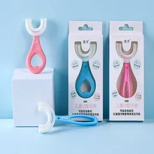 Brosse à Dents en Forme de U pour Enfants, avec Poignée en Silicone,, Accessoire pour Soins Buccaux, Objet de Nettoyage pour Tout petits de 2 à 12 ans 