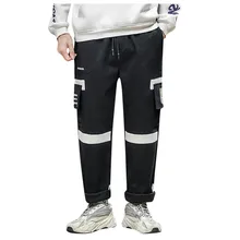 Feitong/уличная одежда; брюки-карго; мужские модные спортивные брюки с буквенным принтом длиной до щиколотки; Плюшевые Утепленные длинные брюки с несколькими карманами