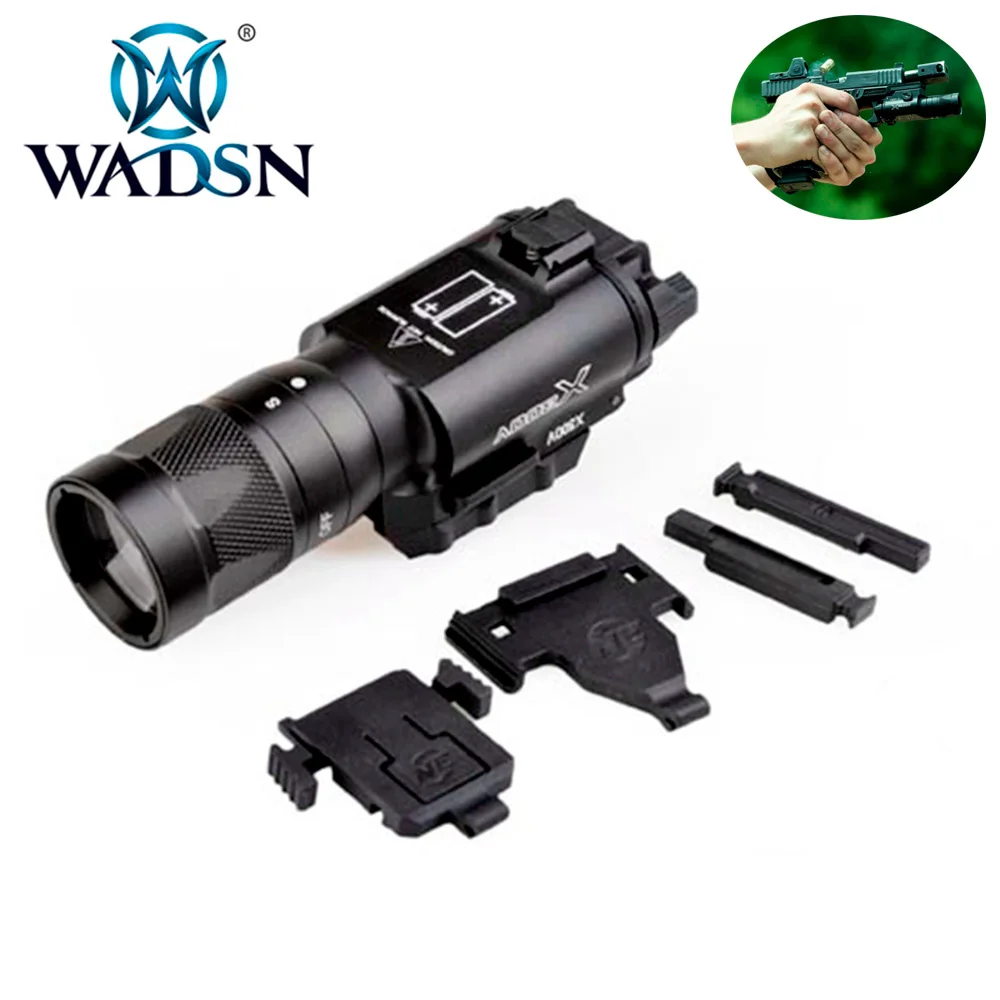

WADSN X300V Tactical Flashlight Strobe Light Handgun Scout Flashtorch Pistol Rail Mount AR Rifle Torches WNE01010 Weapon Lights