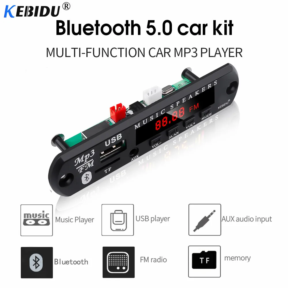 MP3 плеер Kebidu 5 в 12 В декодер плата модуль для автомобиля беспроводной Bluetooth 0