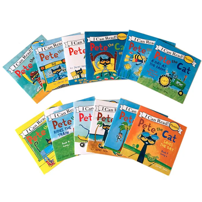 12 книг/наборов я могу читать английские книги для картин Pete Cat учебная книга