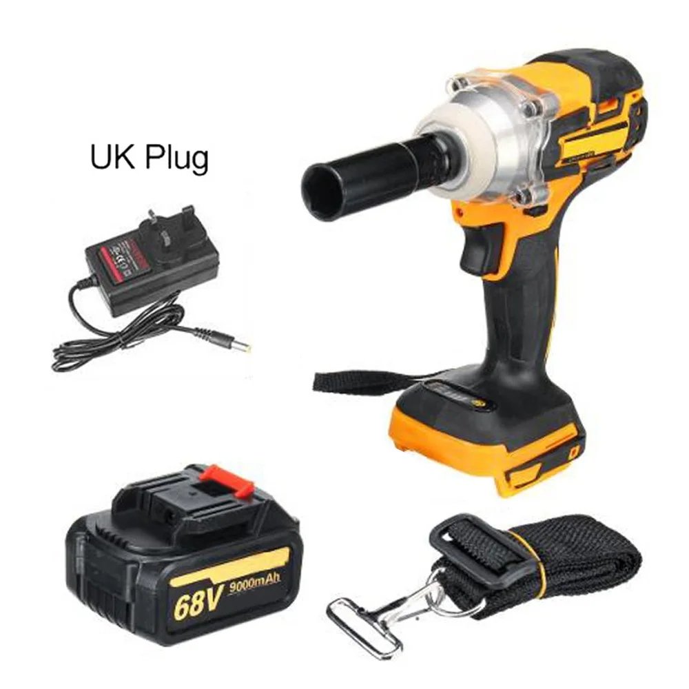

Electric Impact Wrench Brushless 2-Speed LED Light 68V 9000mAh W/ Battery Socket Strap Battery Charger For Precise Grip Ontrol