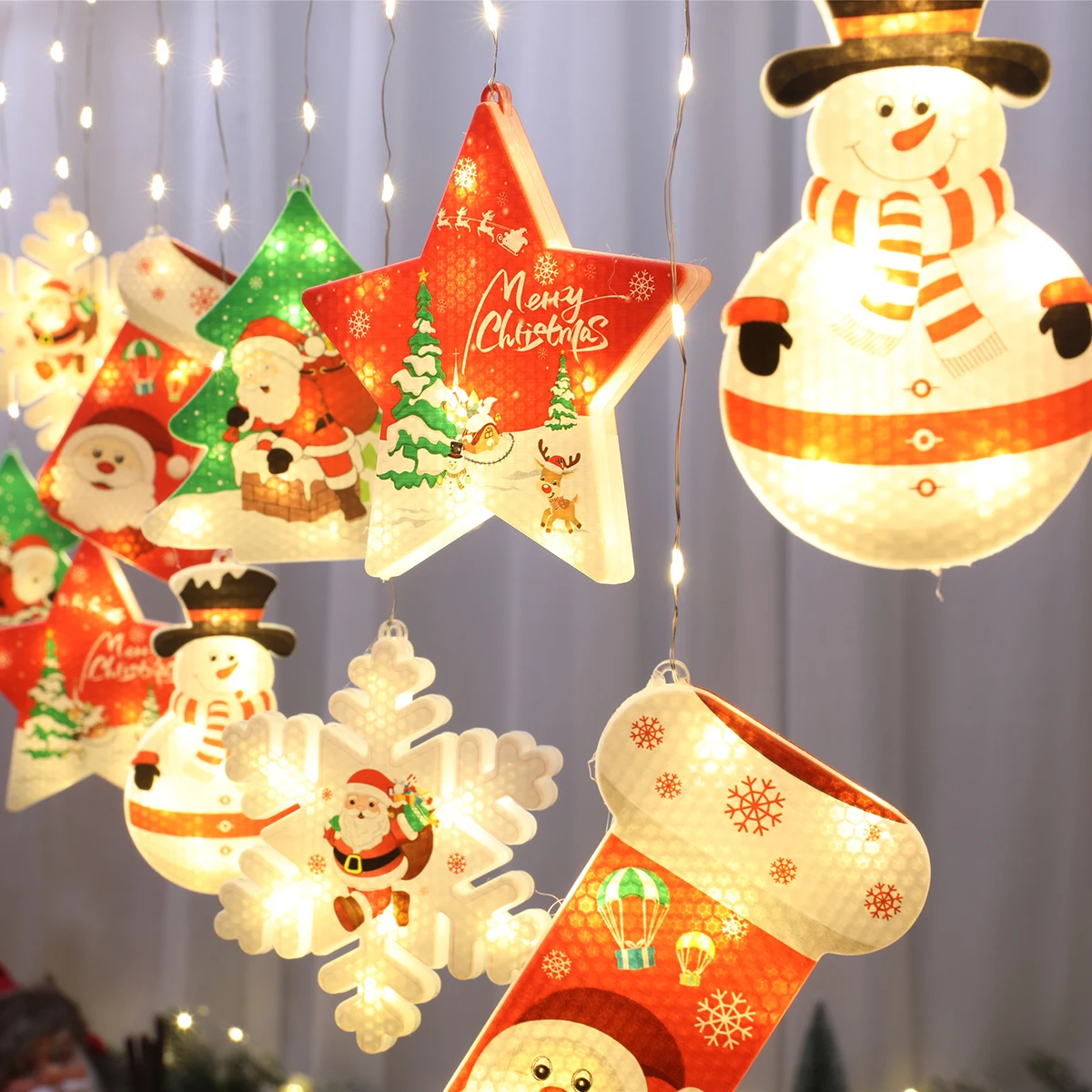 Window Decoration Hanging Light 3M LED Curtain Lights Christmas String USB/Battery Store Restaurant Decor Xmas Lamp | Лампы и