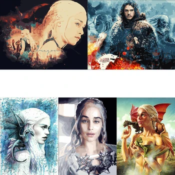 

tapb Game of Thrones DIY Oil Drawing Painting By Numbers Dragon Hand Painted On Canvas Home Wall Art Decor Gifts