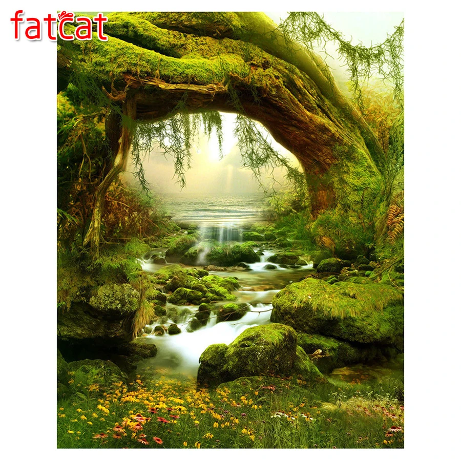 Diamond Painting Fairy scenic Diamond Embroidery green forest Brook DIY 5D Fantasy Full Daimond mosaic Crystal Wall Decor art