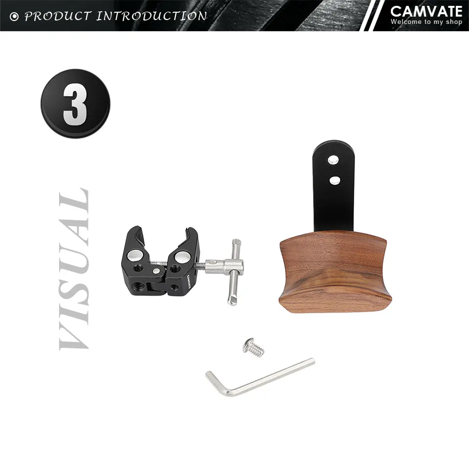Universal Wooden Headphone/Headset Stand Hanger With Super Crab Clamp & 1/4"-20
