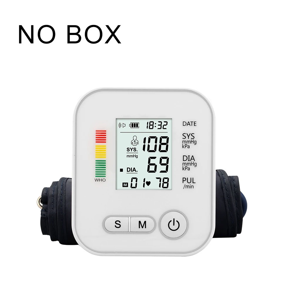 Цифровой тонометр для измерения артериального давления, медицинское оборудование, аппарат для измерения давления, домашний ЖК-монитор для здоровья - Цвет: white no box