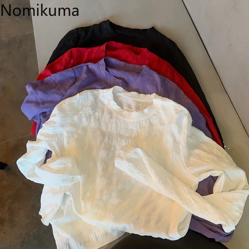 Nomikuma складки белая женская модель однотонные осенние новые универсальные