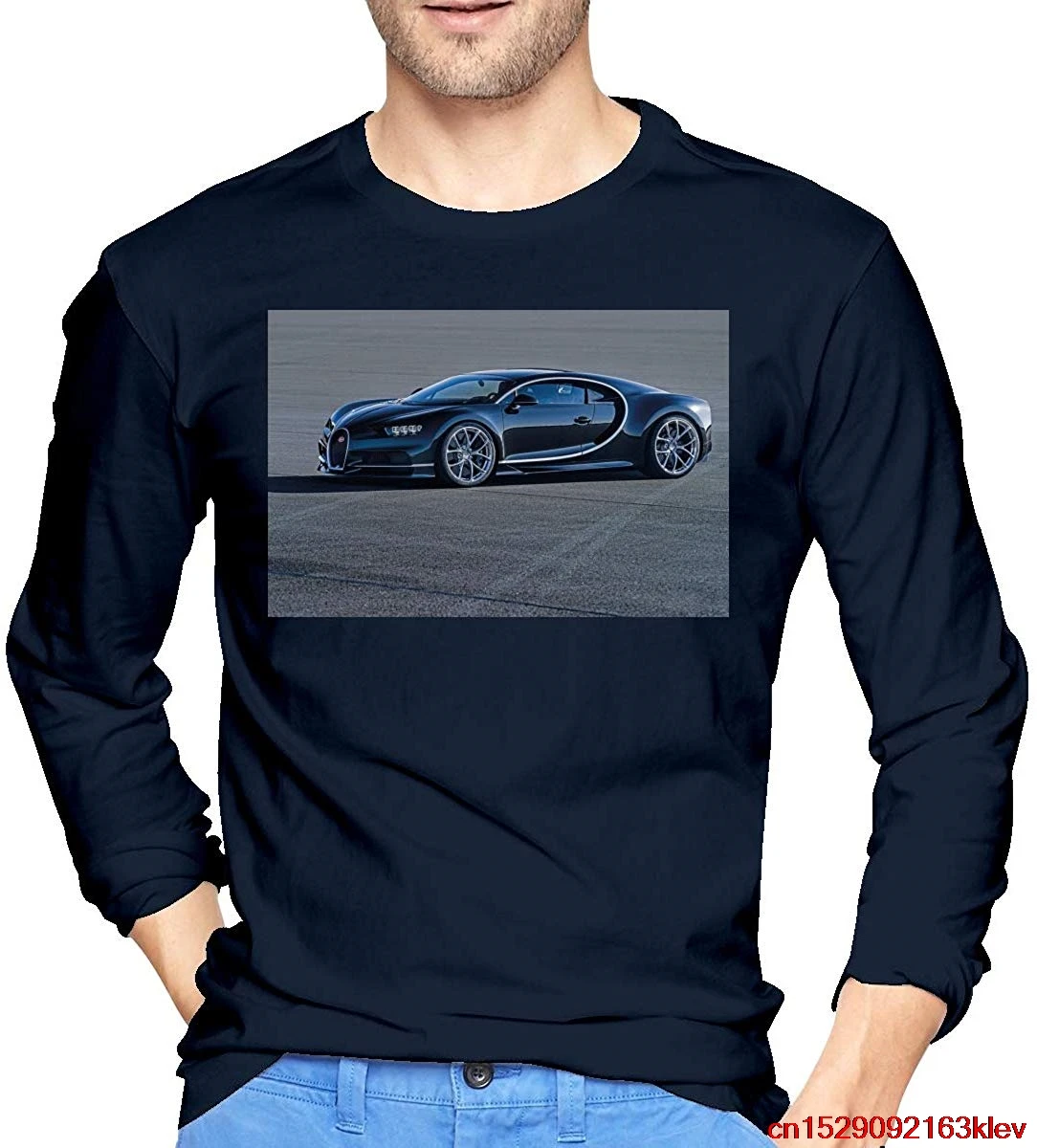 FGHFG Забавные футболки Bugatti-Car с длинным рукавом футболка для мужчин Черная Мужская