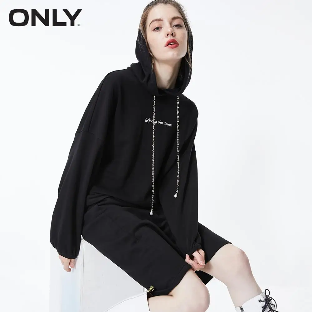 BLACK ONLY Autumn Winter Women's Two-piece Sweatshirt Dress | 119360503 - Цвет: BLACK