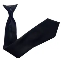 Cravate de Cou en Imitation de Soie pour Homme, Pré-Attachée, de Couleur Noire Unie, pour Uniforme de Sécurité Police, Enterrement et Mariage, 50x8cm 1