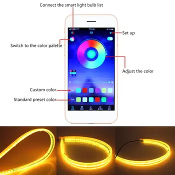 

2Pcs Car RGB Daytime Flowing Light DRL APP LED Light Strip Turn Signal Lights U90C