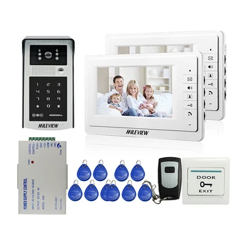 

Free Shipping 7" Video Door Phone Intercom System 2 White Monitors + Outdoor RFID Code Keypad Password Doobell Camera In Stock