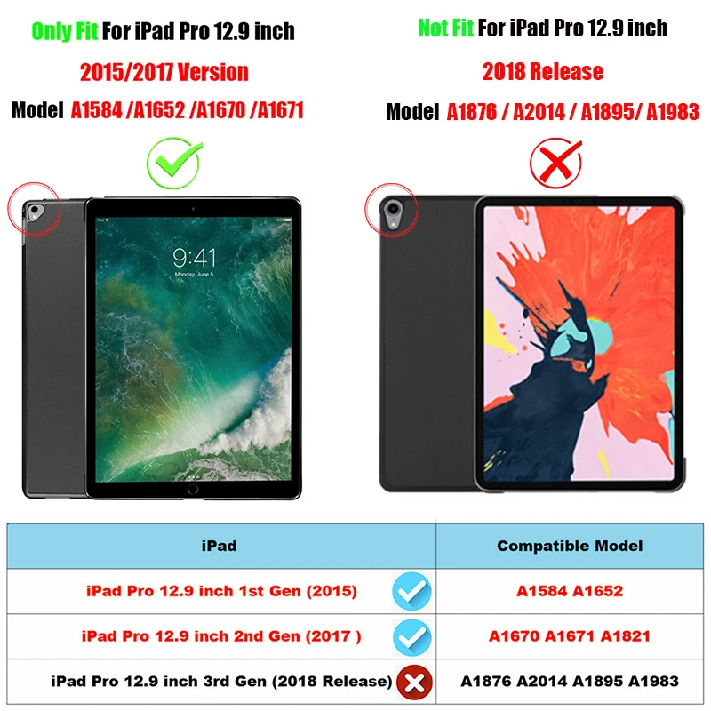 MTT Smart Cover Чехол для iPad Pro 12,9 дюйма версия Авто Режим сна/пробуждения ультра-тонкий из искусственной кожи флип-чехол для планшета Funda