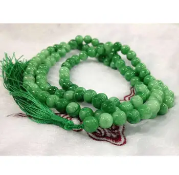 

Fashion jewelry 8mm/10m Natural Green Tibet Buddhist beliefs 108 Prayer Beads Mala Necklace