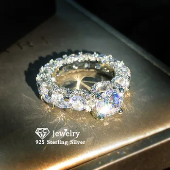 

CC S925 Silver Rings For Women Cubic Zirconia Super Star Ring Bridal Wedding Engagement Fine Jewelry Luxury Anillos Mujer CC3191