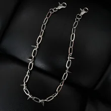 Cool Spike Jeans Decor Pants Chain Punk Rivet Waist Chain Punk Keychain Secure Travel Wallet Heavy Duty Link Coil Leash Jewelry