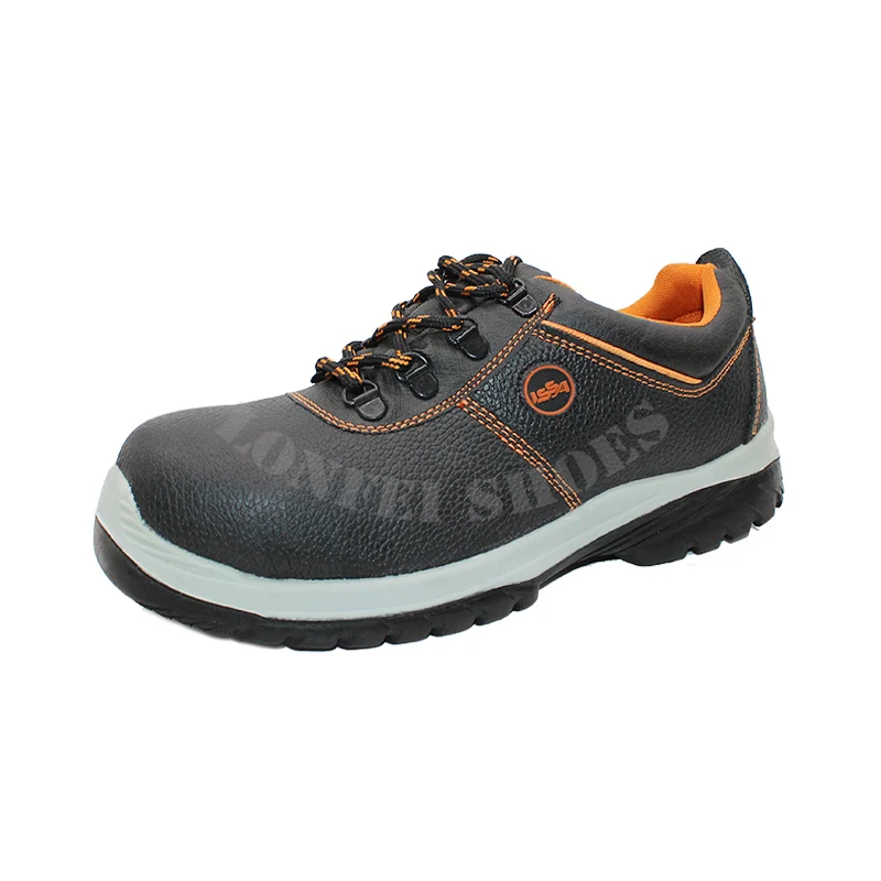 Men and Women's Black emboss Leather Work Shoes Safety Shoes Anti puncture Anti Smashing - Цвет: Черный