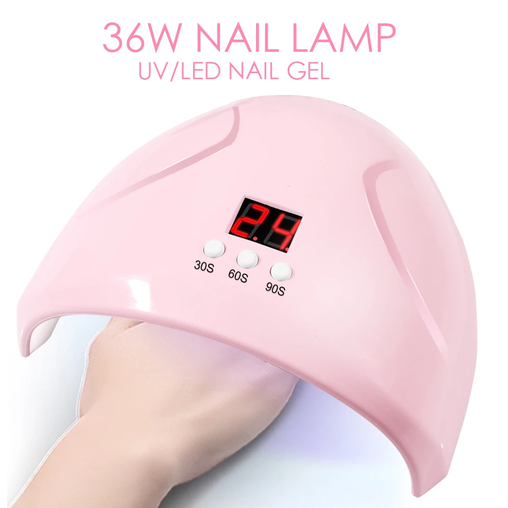 36W UV LED Lamp 12 Leds Nail Dryer High Powder Uv Nails For Manicure Gels With LCD Display Gel USB | Красота и здоровье