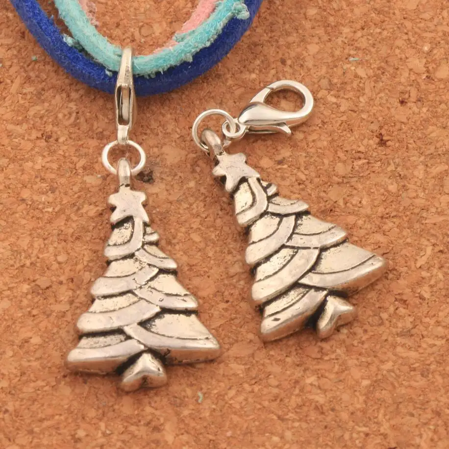 tar Christmas Tree Clasp European Lobster Trigger Clip On Charm Beads 17.6x42.5mm 80PCS zinc alloy C744