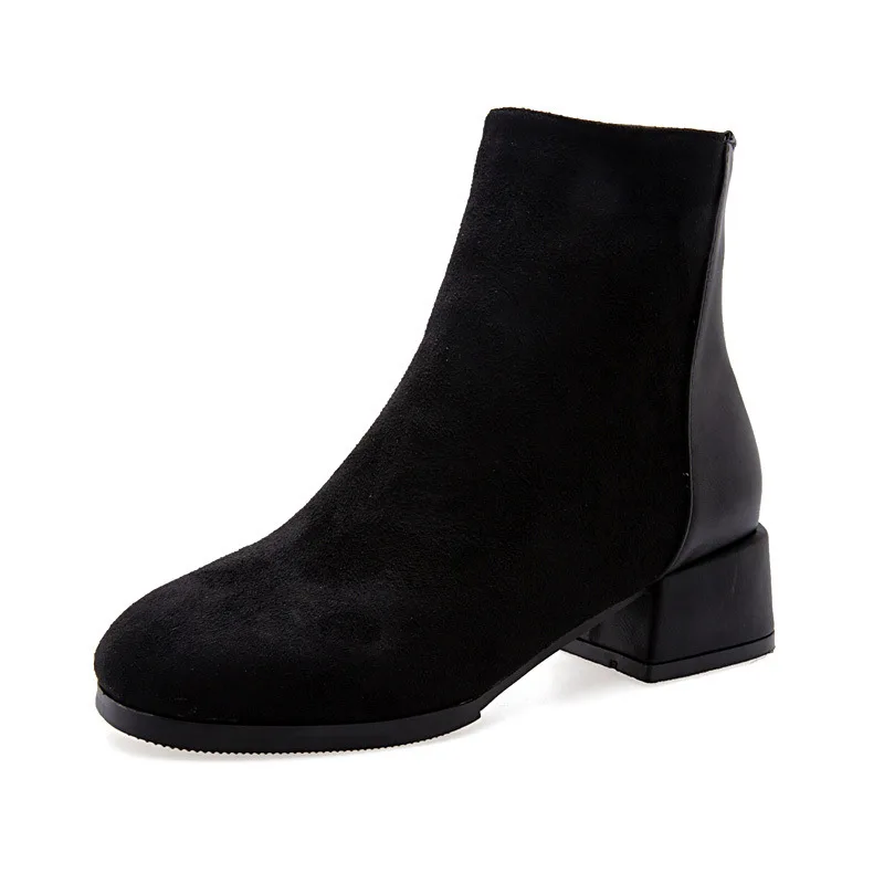 Women Zip Ankle Boots Hollow Out Female Retro Autumn Women's Casual Thick Low Heels Ladies Shoes Woman