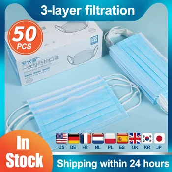 

Safe Breathable Surgical Protective Disposable Mask 3 Layer Filter Medical Mask Face Mouth Non Woven Anti-Dust Earloops Masks
