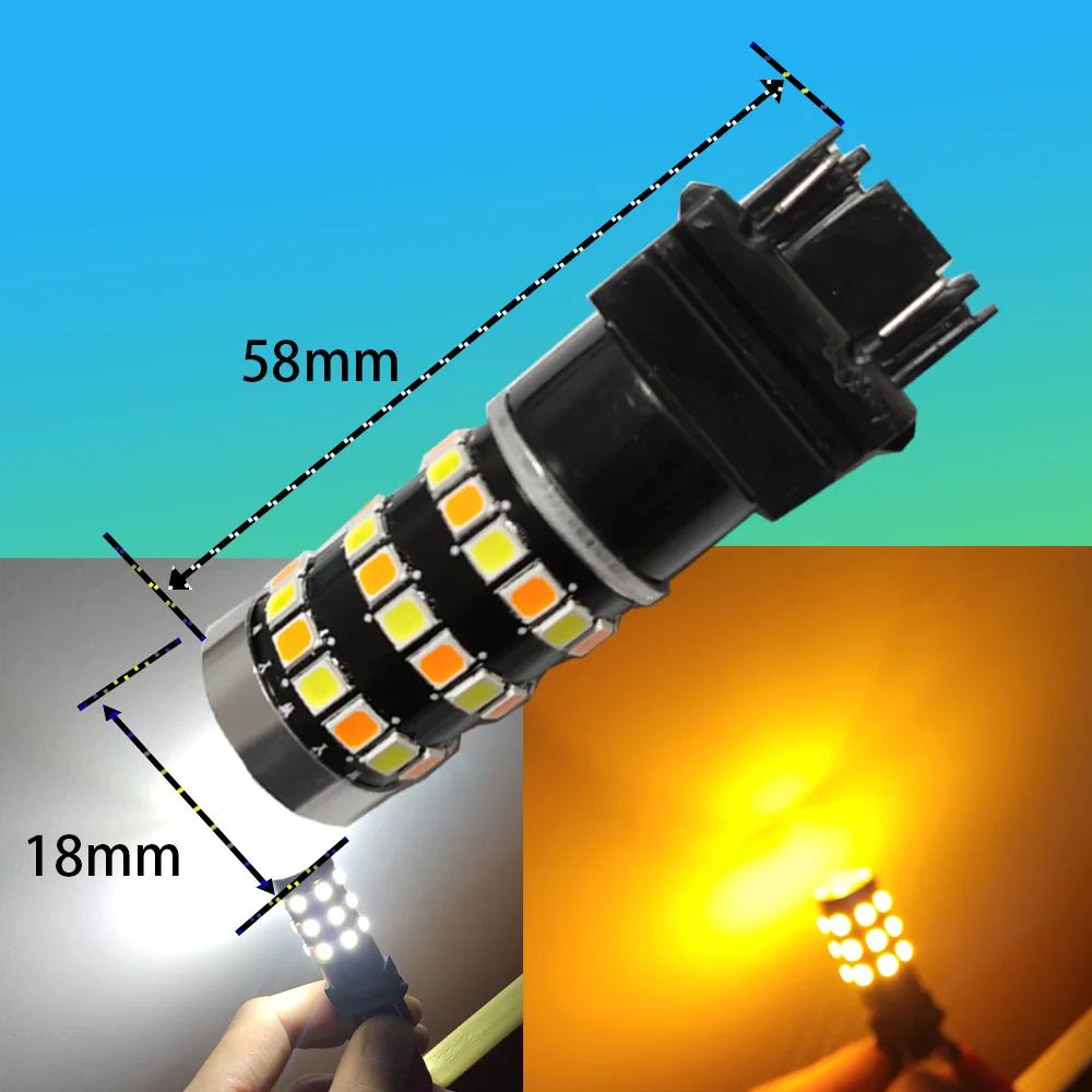 

2PCS T25 3157 Switchback LED Dual Color Turn Signal Light T20 7443 BAY15D 1157 12V DC 5W Led Bulb DRL Led Auto Lamp Dual Color