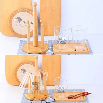 

1PC Wooden Glass Cup Drying Rack Stand Mug Wood Rack Draining Organizer Hanging Holder kitchen storage