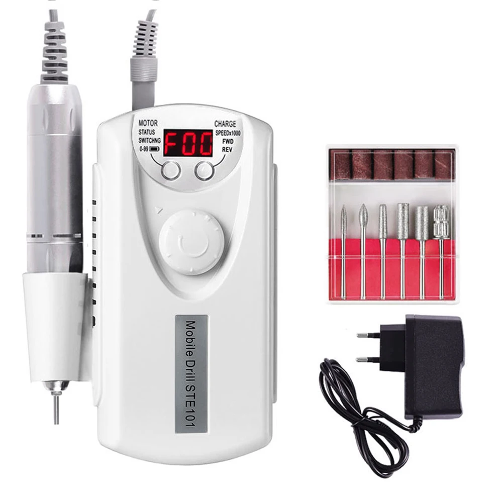 Hot Sale Nail Polishing Machine Electric Nail Drill Machine Rechargeable Strong Polishing ManicureTools - Цвет: white  EU plug