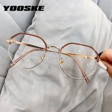YOOSKE, полигоновые очки для женщин и мужчин, анти-синий светильник, очки, полуоправа, компьютерные очки, металлические оправы для очков