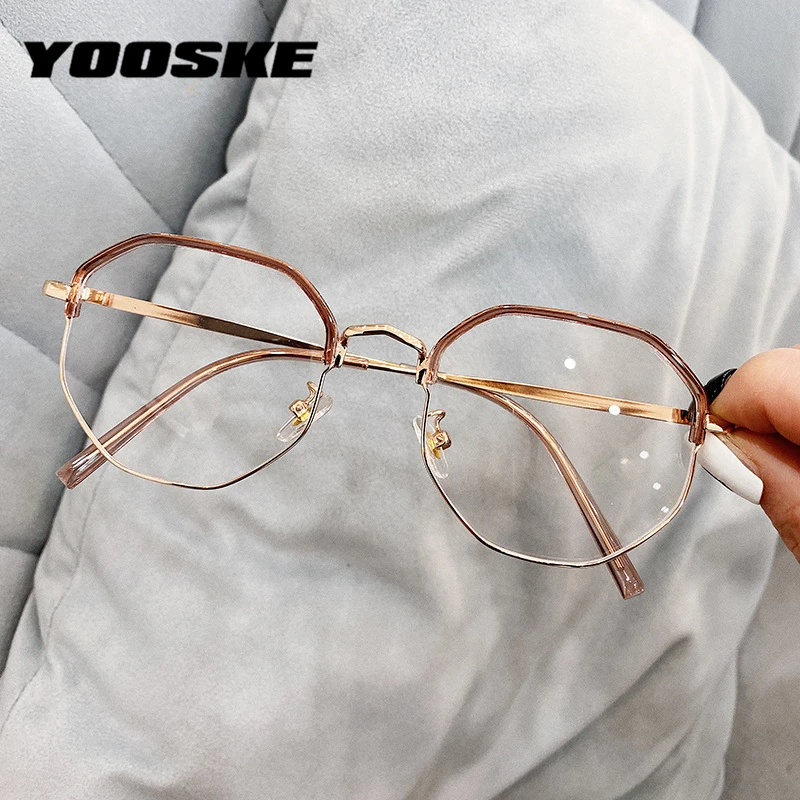 YOOSKE многоугольные очки для женщин и мужчин анти синий светильник полуоправа