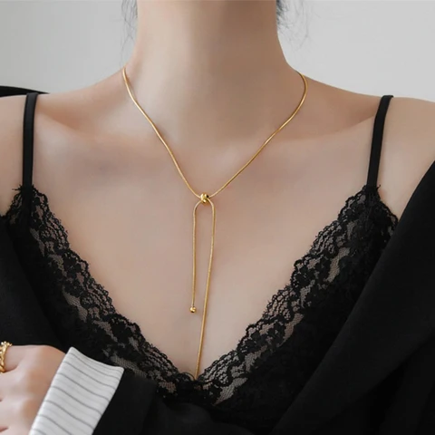 Simple Fashion Adjustable Snake Chain Necklace Gold Clavicle Chain Titanium Steel Jewelry for Woman Accessory Never Fade