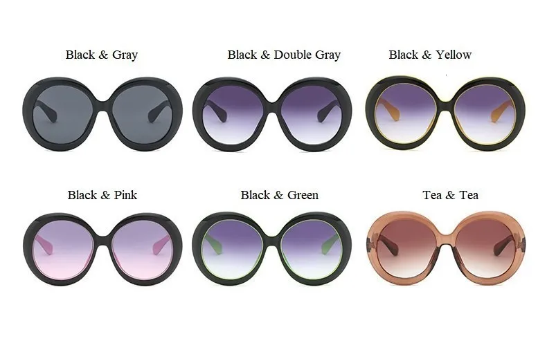 Большая оправа, черные, зеленые, двухцветные солнцезащитные очки для женщин, винтажные, большие, Круглые, солнцезащитные очки, женские, черные, мужские, градиентные очки