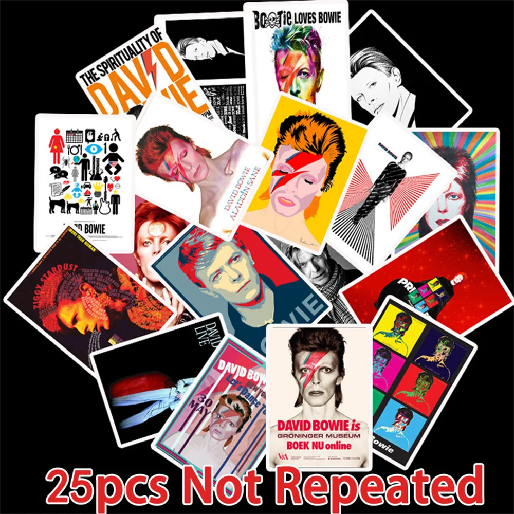 

25PCS Rock Singer David Bowie Stickers For Laptop Suitcase Car Trunk Fridge Skateboard Rock Music Adesivi Craft Supplies