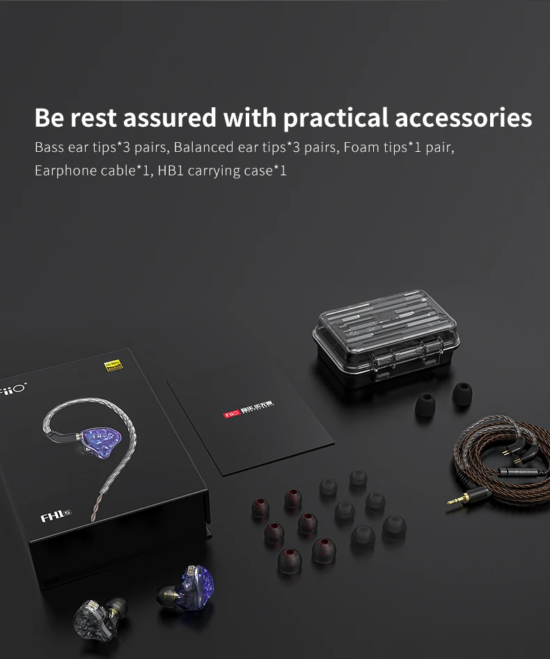 Стереонаушники FiiO FH1s Hi Fi 1BA(Knowles)+ 1 динамические гибридные наушники IEM с 2