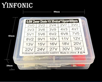 

30 values x10pcs 0.5W 1/2W Glass Zener Diode kit box 2V0-39V