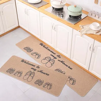 

Linen Material Non-Slip Long Kitchen Mat Bath Carpet Floor Mat Home Entrance Doormat Bedroom Living Room Mats Modern Kitchen