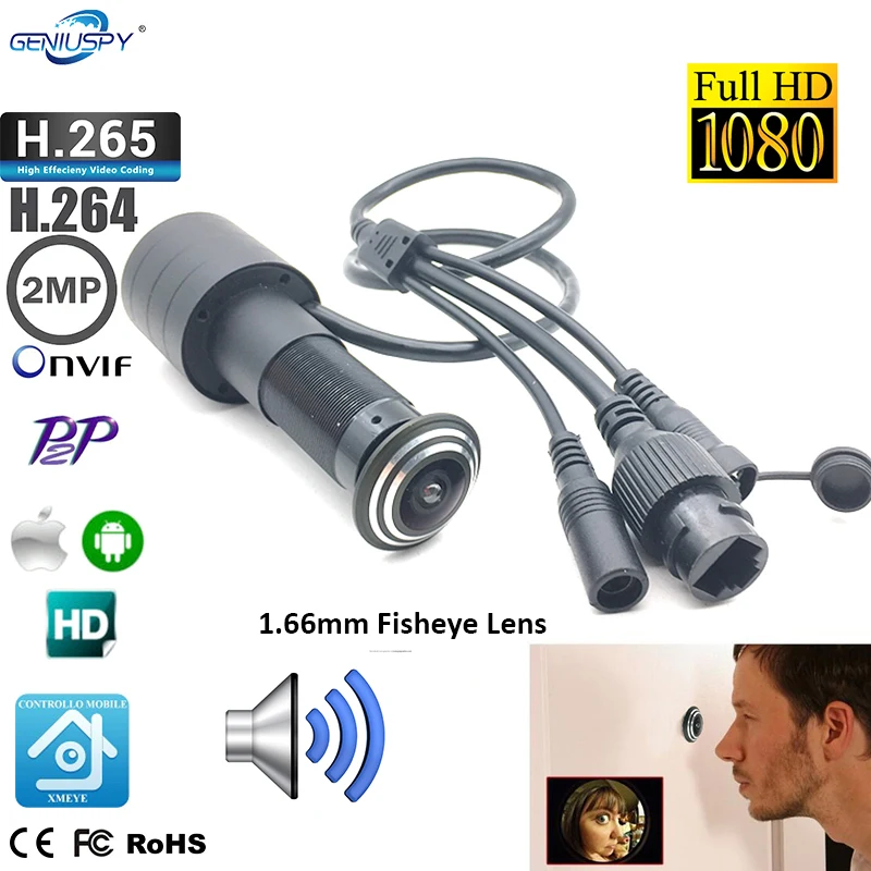 Камера видеонаблюдения Sony IMX307 1080P 1 66 мм широкий угол мини глазок P2P Onvif|Камеры