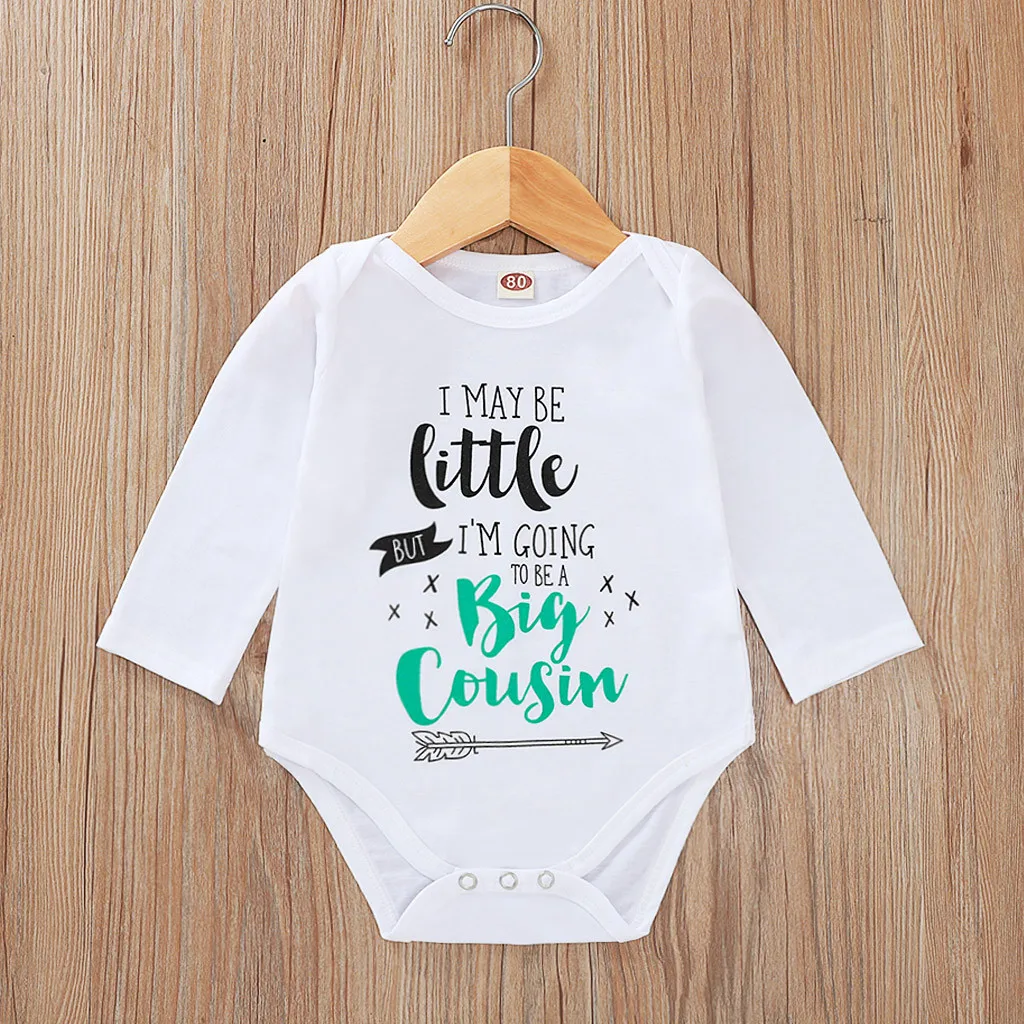 Повседневный Детский комбинезон для маленьких мальчиков и девочек; комбинезон с длинными рукавами и круглым вырезом и буквенным принтом; боди; одежда для подвижных игр; одежда