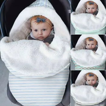 

Infant Newborn Baby Boy Girl Striped Sleeping Bags Soft Fleece Warm Swaddle Wrap Blanket Sleeping Bag for Winter