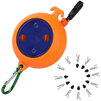 

Portable Travel Clothesline Cord, Adjustable 26Ft Camping Clothes Line, with 10Pcs Stoppers, Windproof Clothespins
