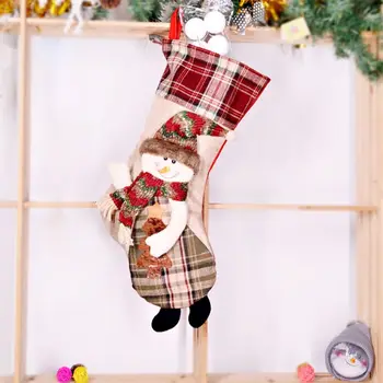 

Christmas Christmas Stocking, Set of 3 Santa, Snowman, Reindeer, Xmas Character 3D Plush with Faux Fur Cuff Christmas and Party